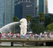 The Merlion, Singapore's part lion, part fish symbol.